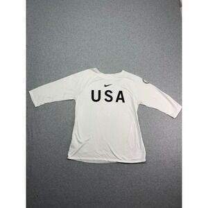 Nike Team USA Olympic Raglan T Shirt White 3/4 Sleeve Men's